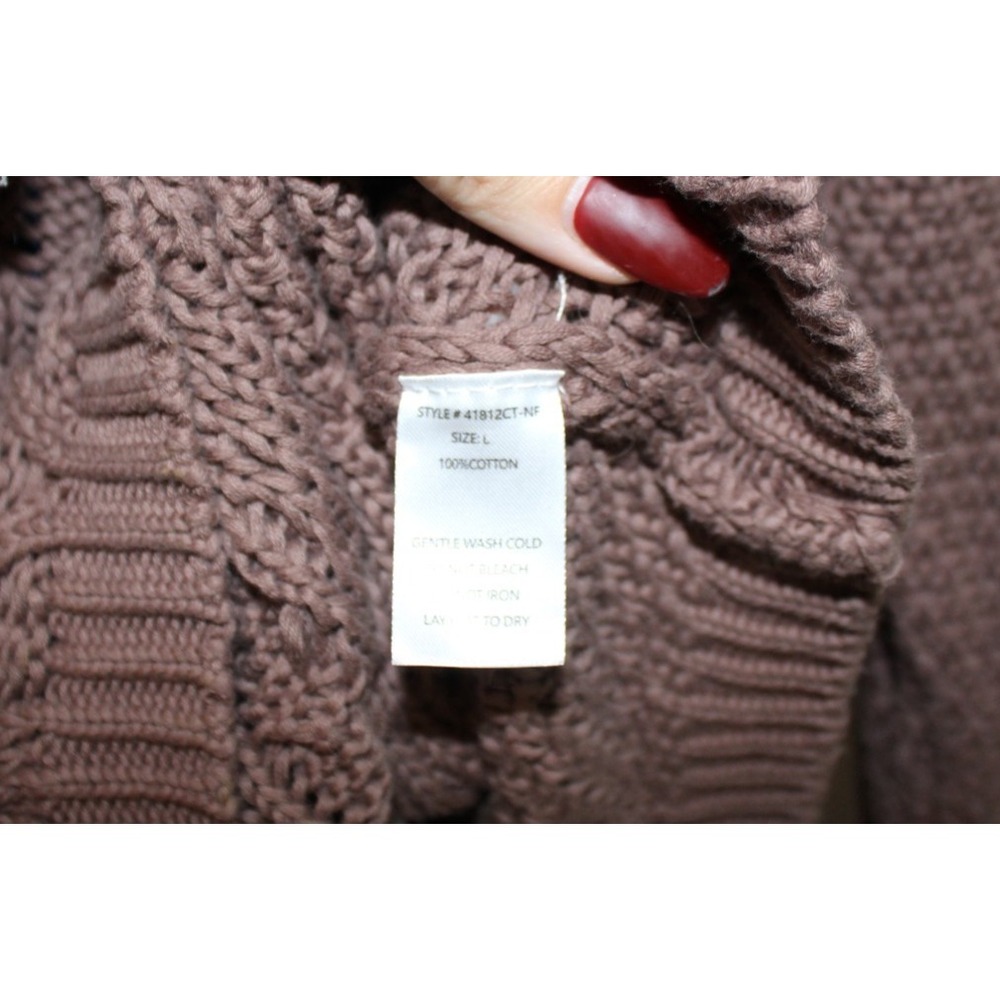 Neuflora oversized mocha long sleeve sweater‎ cozy cottage boho large cotton - Picture 6 of 7